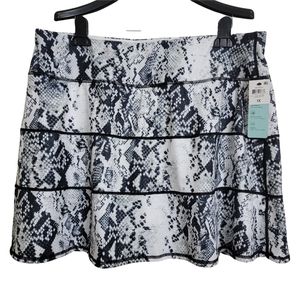 NWT Snake Print Black & White Tennis Swim Skirt with Under Shorts Multiple Sizes